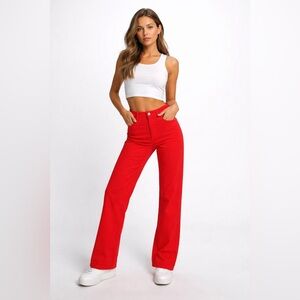 ZARA Red Mid Rise Straight Leg Jeans Z1975 Premium Denim SZ 4
New Without Tags